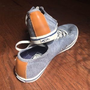 Vans sneakers blue and white strips with leather